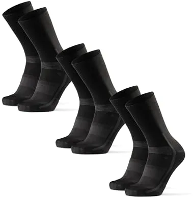 DANISH ENDURANCE Calcetines de Ciclismo, Calcetines Deportivos Anti-Ampollas Hombre Acolchados y Transpirables, para Hombres y Mujeres, 3 y 5 Pack, Negro, 43-47