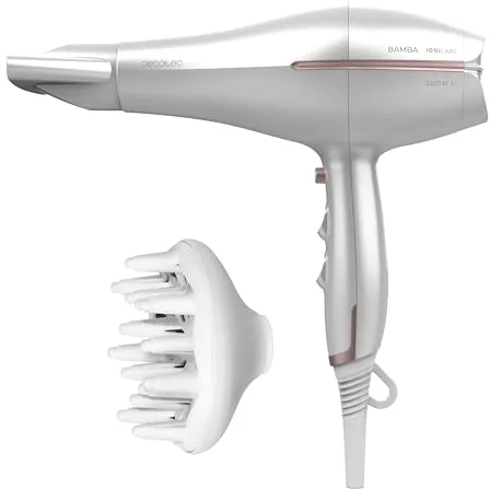 Cecotec Secador de pelo Iónico Bamba IoniCare 5300 Maxi Aura. 2200W de Potencia, con Ion real y Gran Caudal de Aire, Función Aire frío, 2 Velocidades y 3 Temperaturas, Blanco