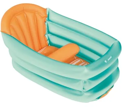 Jané Bañera Hinchable 3 Posiciones, 30 Litros, Apto desde el Nacimiento, Posiciones Evolutivas, Con Separador y Reposacabezas, Naranja
