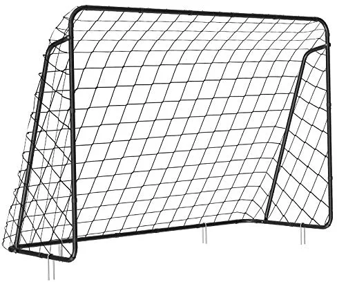 SONGMICS PorterÍa de FÚtbol para NiÑos, Red de fÚtbol, Montaje RÁpido, para JardÍn, Patio, Parque, Playa, Tubos de Hierro, Red de PE, 215 x 76 x 150 cm, Negro SZQ215BK