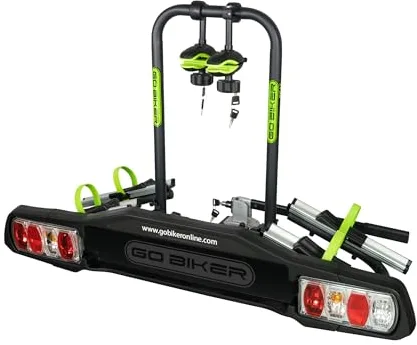 GO BIKER Portabicicletas Beat para 2 Bicicletas Bola de Remolque antirrobo, 15kg x Carril, chasis de Acero/Aluminio, Brazos Ajustables Todo Tipo de Bicicletas, Doble Cierre de Seguridad, 13 a 7 Pines