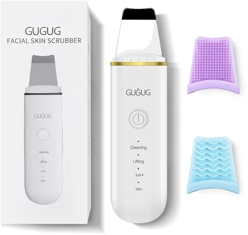 GUGUG Peeling Ultrasónico Facial, Skin Scrubber, Limpiador Facial, Exfoliación de Cara 4 Modos para Limpiar los Poros y Cuidar la Piel, USB Recargable, Dispositivo de Belleza