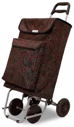 Amig - Carro de la Compra de 4 Ruedas - Bolsillo Exterior para Congelados - Carga Máxima 15kg - Capacidad de 48 litros - 22x40x106 cm - Negro