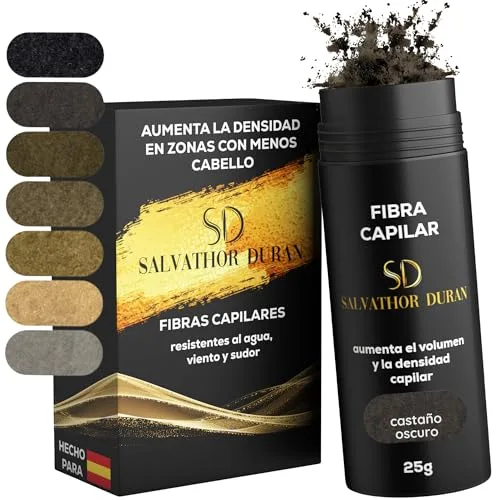 Fibras Capilares Castaño Oscuro 25g | Fibra Capilar Hombre y Mujer para Cubrir Calvas, Disimular Calvicie y Aumentar Volumen Cabello | Fibras Capilares Resistentes al Agua con Efecto Natural