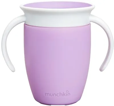 Munchkin Taza Antigoteo Miracle 360, Entrenadora para Niños Pequeños & Bebés, Libre de BPA, Sin Derrames, A Prueba de Fugas, para Destete de Bebé de 6+ Meses, 7oz/207ml, Morado