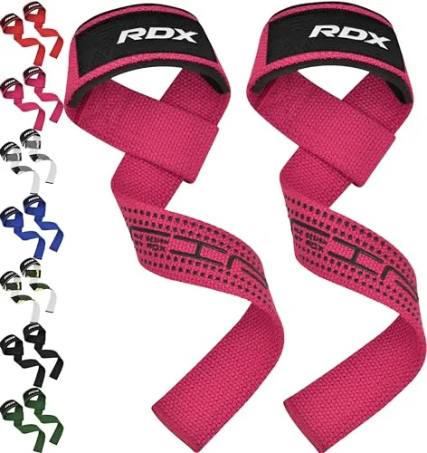 RDX Correas Levantamiento de Pesas, 5MM Neopreno Soporte de Muñeca Acolchado, Powerlifting Straps Muñequeras Agarres para Fitness Peso Culturismo Gimnasio Deportivas Gym Agarraderas, Mujeres Hombres
