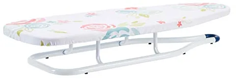 Amazon Basics Tabla de planchar de sobremesa, 77 x 29 cm, Floral, blanco