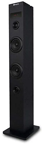 NGS Sky Charm - Altavoz de Torre, Bluetooth de 50W con Mando a Distancia, Entrada Óptica, USB, Radio FM y Entrada AUX, Color Negro