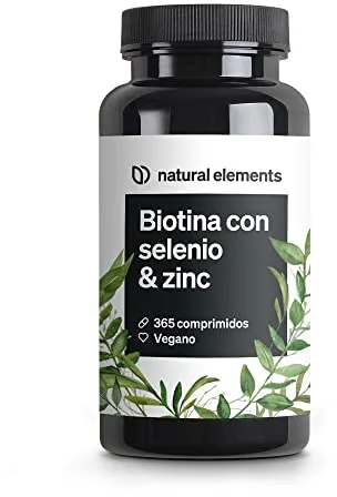 Biotina + Zinc + Selenio - 365 pastillas veganas (Suministro para 1+ año) - Vitaminas para el cabello - Apoya el crecimiento del pelo, fortalece la piel y las uñas - Sin aditivos