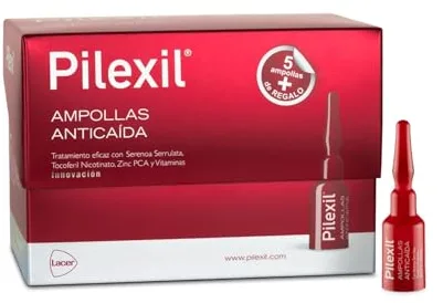 PILEXIL AMPOLLAS - Anticaída 20 x 5 ml, Aplicación Tópica, Frena la Caída del Cabello, para Hombres o Mujeres, Aumenta la Densidad, Excelente Tolerancia, Promoción 15-5 Ampollas
