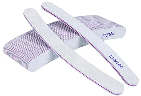URAQT - Lima de uñas profesional, 15 unidades de doble cara, lima 100/180 grano lavable para uñas, salón de peluquería, animales domésticos (blanco)