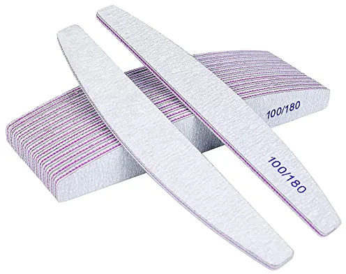 URAQT - Lima de uñas profesional, 16 unidades de doble cara, lima 100/180 grano lavable para uñas, salón de peluquería, animales domésticos (blanco)