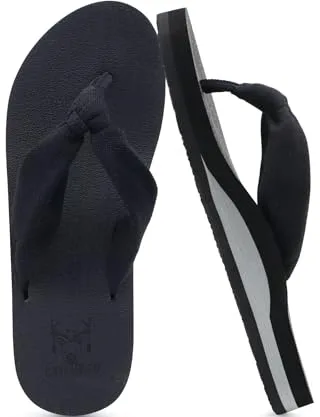 KuaiLu Chanclas Mujer Tela Verano Playa Piscina Flip Flops Señoras Comodas Cuero Planas Caminar Piel Sandalias De Dedo Antideslizante Yoga-Espuma Chancletas Negro 40