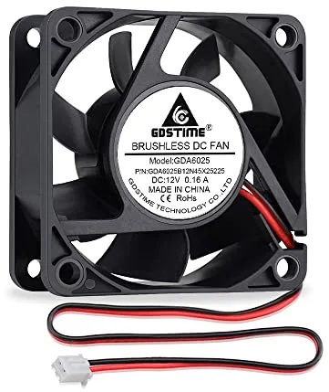 GDSTIME Ventilador de computadora de 60 mm, ventilador de PC de 12 V, ventilador de caja de 60 x 25 mm, ventilador axial de alta velocidad de 4500 rpm, ventilador de refrigeración sin escobillas de 6