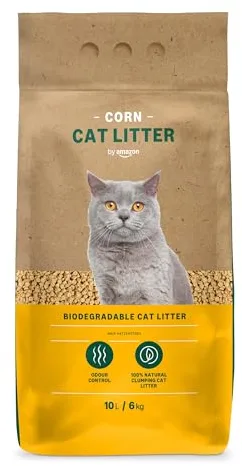 by Amazon, Arena para Gatos Clumping Corn, 10 L (Paquete de 1) (Anteriormente una Marca de Lifelong, el Mismo Producto)