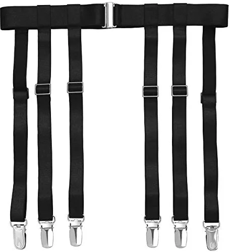 GARGALA Liguero para mujer Simplicity Sexy Calcetines con tirantes para medias altas hasta el muslo con clips de metal 4/6, 6 correas negras con clips de tirantes, Talla única