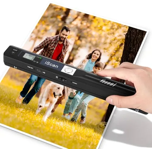 Youool Escáner de Documentos Portátil con Tarjeta TF de 16GB, 900 dpi Mini Escáner de Fotos Portátil, Color A4 de Alta Velocidad Escáner Portátil Admite JPG/PDF