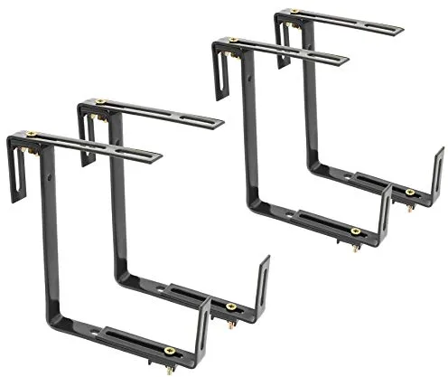 com-four® 4x Soporte de Maceteros para Parapetos y Barandas de Balcón - Soporte de Jardineras Universalmente Adecuado y Ajustable - Sin Perforar (04 piezas - antracita)