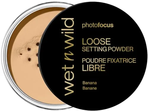 Wet n Wild Photo Focus Polvo Fijador Suelto, Polvo Fijador Sedoso y Liviano para Fijar, Matificar, Absorber la Grasa y Hacer Baking, Efecto Suavizante, Banana, 20g