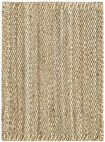 HAMID - Alfombra de Yute Granada 100% Fibra de Yute Natural, Alfombra Suave, Tejida a Mano, Alfombra de Salón, Comedor, Dormitorio, Pasillos, Entrada, Color Natural (70x50cm)