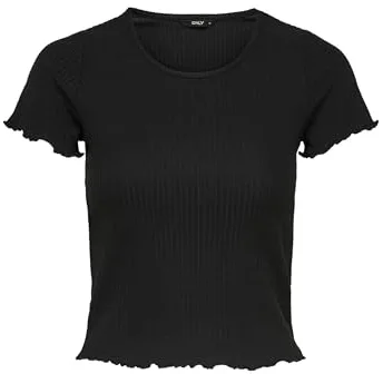 ONLY Onlemma S/S Noos Jrs - Camiseta de Manga Corta Camiseta, Mujer, Negro, S