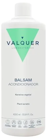 VALQUER Bálsamo Acondicionador Capilar con Keratina Vegetal | Reparación Intensiva para Cabello Dañado y Seco | Brillo, Suavidad y Nutrición Natural Sin Siliconas | Vegano | 1 L