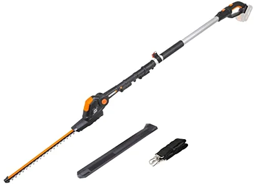WORX WG252E.9 Cortasetos teléscopico 20V, pértiga Extensible hasta 3,6m, Peine 45cm. para setos Altos y jardinería, Correa Ajustable, sin batería ni Cargador