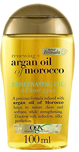 OGX Argan oil of Morocco Penetrating Oil (1 x 100 ml), aceite para el pelo seco y dañado con aceite de argán, fortalece y renueva el cabello dejándolo sedoso