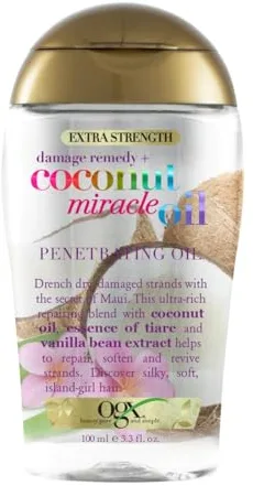 OGX Coconut Miracle Oil Extra Strength Penetrating Oil (1 x 100 ml), aceite para pelo seco y dañado anti frizz con aceite de coco, esencia de tiaré y extracto de vainilla