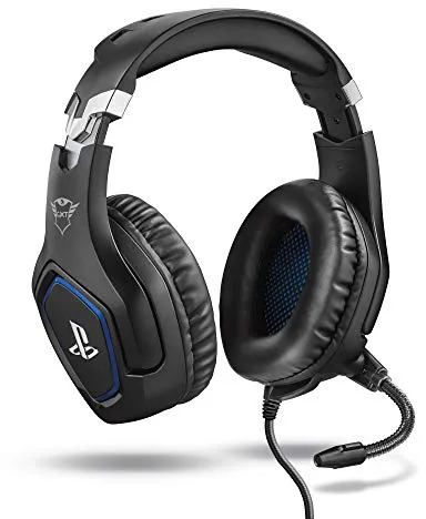 GXTrust 488 Forze Cascos PS4 y PS5 Auriculares de Gaming Licencia Oficial para PlayStation, Micrófono Plegable, Altavoces Activos de 50 mm, Cable Trenzado Nailon 1.2 m, Negro