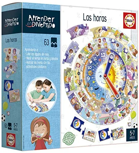Educa - Yo aprendo Las Horas | Aprender es Divertido. Juguete Educativo niños 5 años | Donde aprenderán a Leer el Reloj, manipular Las Agujas y Practicar los Conceptos de Hora (18698)