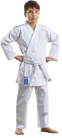 Starpro Karate Gi - Uniforme Profesional para Entrenamiento y competición - Kimono Karate de algodón Ligero Blanco con cinturón - Hombres Mujeres y Niños - 110-190 cm - Brillante Blanco