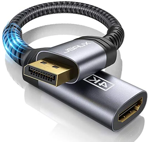 JSAUX Adaptador DisplayPort a HDMI 4K, Resolución 4K@30Hz HDTV Convertidor Duradero Adaptador DP Macho a HDMI Hembra para TV, Thinkpad, HDTV, Monitor, Proyectores, Computadoras portátiles, HP