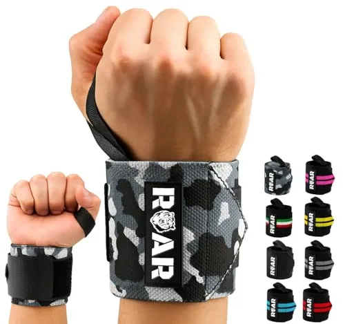 Roar® Muñequeras Deportivas (2 Unidades) – Muñequeras para Gimnasio, Crossfit y Fitness, Wrist Wraps Ajustables para Levantamiento de Pesas, Entrenamiento y Soporte de Muñeca Hombre Mujer