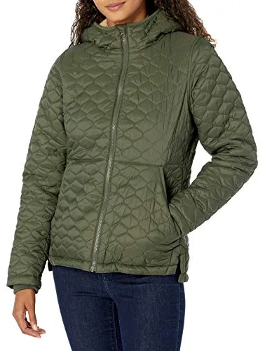 Amazon Essentials Chaqueta Acolchada Ligera y Resistente al Agua con Capucha y Forro de Sherpa para Mujer, Color Oliva, Talla XXL