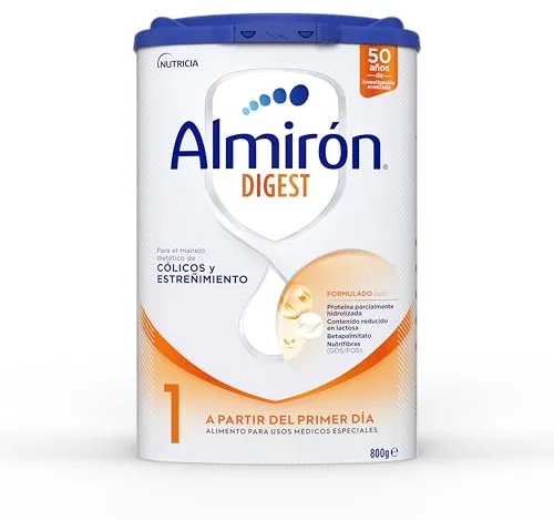 Almirón Digest 1, Leche en Polvo de Inicio Bebé Anti-Cólico y Estreñimiento, Leche Almirón 1 Digest con Beta-Palmitato y Proteína Hidrolizada, Leche Bebé a Partir del Primer Día, 800g