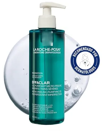 La Roche Posay Gel Purificante Micro-Exfoliante, Anti-Imperfecciones, Limpia y Exfolia, Enriquecido con Ácido Salicílico, Para Pieles con Acné, Effaclar, 400 ml