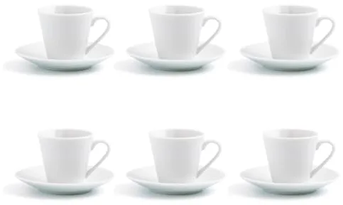 Quid Renova Blanca Set 6 Tazas Con Plato Porcelana 9cl Porcelana Apto Microondas Reciclable