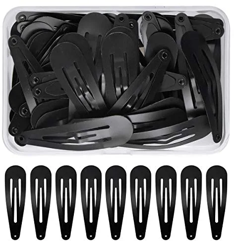 NATUCE 50PCS Negro Pinza de Pelo para Niñas Mujeres, 5CM Clips de Pelo de Metal, Horquillas Pelo, Accesorios Cabello, Pinza para el Cabello, Pernos de Pelo, Clips de pelo para Niñas, Bebe, Chicas