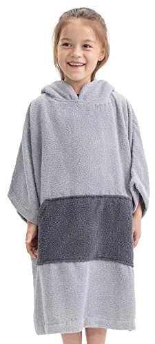 HOMELEVEL Poncho de Surf para niños - Toalla Cerrada de algodón con Capucha para niña o niño de 10 a 13 años - para baño Piscina Playa Camping
