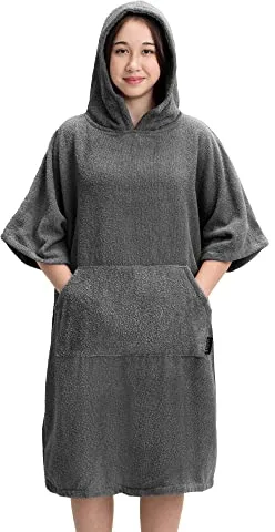 HOMELEVEL Poncho de Surf para niños - Toalla Cerrada de algodón con Capucha para niña o niño de 10 a 13 años - para baño Piscina Playa Camping