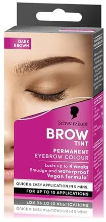 Schwarzkopf Brow Tint - Tinte De Cejas Castaño Oscuro Tono 4.1 – Coloración permanente - Color natural y duradero de hasta 4 semanas