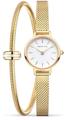 BERING Reloj de Cuarzo para Mujer, colección clásica con Acero Inoxidable 11022-334-Lovely-1-GWP-X0, Dorado, 19cm, Pulsera