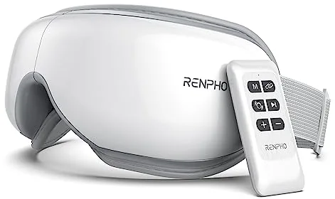 RENPHO Masajeador de ojos con control remoto y calor,Compresión de aire masajear ojos para aliviar la tensión ocular Círculos oscuros Bolsas de ojos Mejorar el sueño regalo dia de la madre