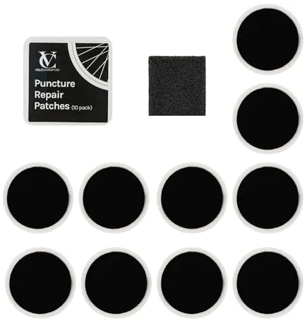 VeloChampion - Kit de parches autoadhesivos para reparación de pinchazos de rueda de bicicleta, sin pegamento, Negro, pack con 10 unidades