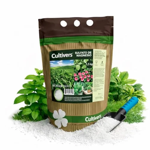 CULTIVERS Sulfato de Magnesio 1,5 kg | Sustancia Mineral Hidrosoluble para Jardinería y Uso Técnico | Disolución en Agua | Mantenimiento de Suelos y Superficies Exteriores