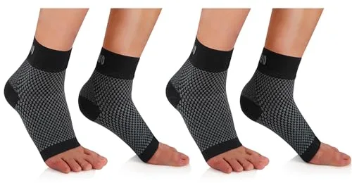 CAMBIVO Tobillera para Esguince 2 Pares, Protector para Fascitis Plantar Mujer y Hombre, Compresión para Torceduras, Tobillos Débiles, Tendinitis de Aquiles y Artritis, Deporte