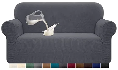 Granbest Funda de sofá elástica en Jacquard de Spandex con Espuma Antideslizante [1 Pieza] 2 plazas Gris