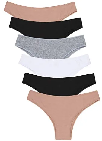 Channo Bragas Brasileñas de Algodón Lisas con Acabado Fino Que No Marca - Pack de 6, Surtido, S/M