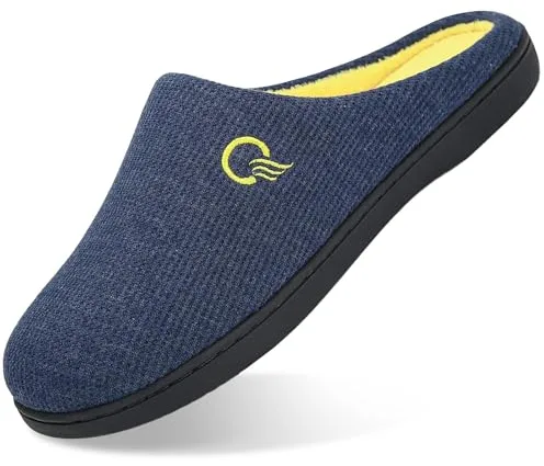 Mishansha Zapatillas de Casa Hombre Pantuflas Invierno Hombres Memory Foam CáLido Antideslizantes Interior Al Aire Libre Zapatilla de Estar Azul 44/45